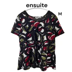 ensuite エンスウィート レディース 半袖 カットソー アブストラクト柄 ダークブラウン  Mサイズのサムネイル