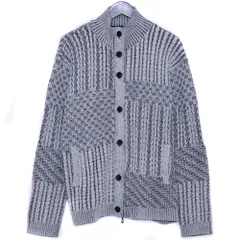 NICOLE CLUB FOR MEN 編地切替スタンドニットブルゾン サイズ48 グレー 5564-6300のサムネイル