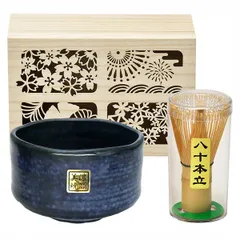 【アーティス】四季庵　抹茶碗セット木箱入　窯変blueのサムネイル