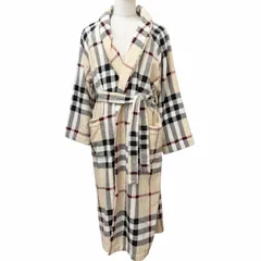 未使用品□BURBERRY バーバリー 8075437 ノバチェック柄 パイル地 ベルテッド ガウンコート ベージュ系 M イタリア製 正規品 メンズのサムネイル