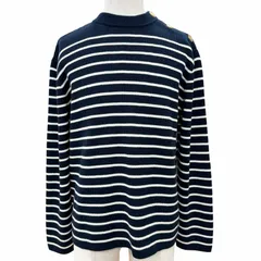 極美品△VALENTINO ヴァレンティノ 25SS 6V3KC33MAR6 コットン100% ロゴボタン ボーダー柄 長袖 ニット ネイビー ホワイト L 伊製 正規品のサムネイル