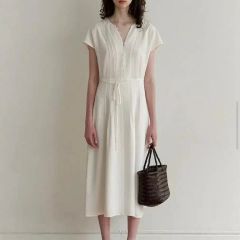 F】ERADIE エラディエ ダブルタックドレス ロングワンピース ベージュ