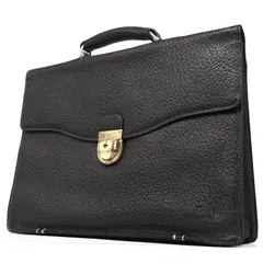 mila schon ミラ・ショーン ビジネスバッグ ブリーフケース ダークブラウン 焦げ茶 レザー 本革 W39 型押し ロック金具 フラップ 自立 A4サイズ収納可 通勤 営業 出張 就活 紳士 メンズ レトロ クラシック ヴィンテージ かばん 鞄 カバンのサムネイル