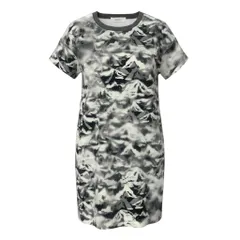 26e8 【美品】 chalayan フセイチャラヤン ショートスリーブ プリントワンピース 雪山 ストレッチ サイズS グレー系 レディース 女性用u02tのサムネイル