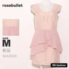 新品 rosebullet ワンピース 膝上丈　ノースリーブ　ラッフルフリル　サイドジップ　裏地付き　かわいいのサムネイル