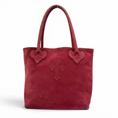 良品▼CHROME HEARTS クロムハーツ FS TOTE  FSトート　バッグ　 スウェードレザー クロスパッチ ダガージップ レッド メンズ レディースのサムネイル