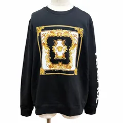 極美品□VERSACE ヴェルサーチ 2022年製 メデューサ アームロゴプリント 長袖 トレーナー スウェットシャツ ブラック L 正規品 メンズのサムネイル