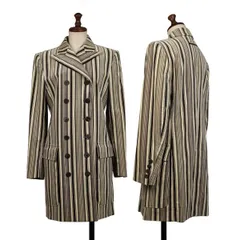 ジャンポールゴルチエ クラシックJean Paul GAULTIER CLASSIQUE ベロアコットンストライプダブルジャケット アイボリーグレー40のサムネイル