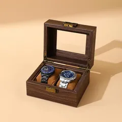 ★腕時計収納ボックス 木製時計ケース 高級感満載！ 時計ディスプレイ ウォッチボックス 高級 クションケース コ 2本用のサムネイル