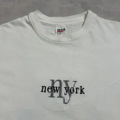 90s USA製 anvil カルバンクラインパロディ スーベニアTシャツ L ニューヨーク 刺繍 袖裾シングルステッチのサムネイル