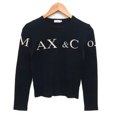マックス&コー MAX&CO. クルーネック カットソー Tシャツ ロゴプリント コットン 綿 長袖 M 黒 ブラック /NT24のサムネイル