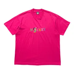 古着 USA製 90S SCREEN STARS BEST Disney ディズニー ミッキーマウス ヴィンテージ Tシャツ 刺繍 メンズXL ピンク シングルステッチ BA6540のサムネイル