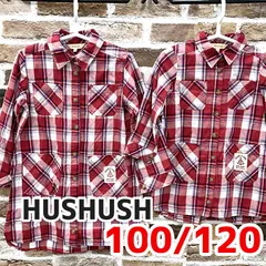 HUSHUSH ハッシュアッシュ　子供/キッズ　100/120サイズ違い チュニック2点セット　長袖　レッド系　チェック柄　USED現状品　NMO7-143-08のサムネイル