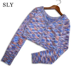 【美品】SLY スライ 秋冬★ フェザーヤーン ショート丈 メランジ ボレロ カーディガン Sz.FREE レディースのサムネイル
