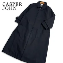 【新品 未使用】 CASPER JOHN キャスパージョン 秋冬★ ウール ロング ベルト ステンカラー コート Sz.S メンズ 黒のサムネイル