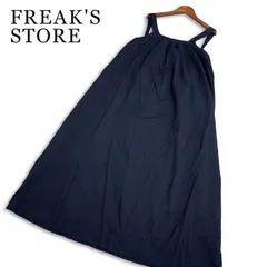 24SS★ FREAK'S STORE フリークスストア 春夏 インド ギャザー エプロン ワンピース ロング Sz.F レディース 紺 ネイビーのサムネイル