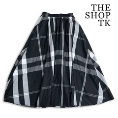 THE SHOP TK タケオキクチ 通年★ ロング チェック柄 総柄 フレア スカート Sz.S レディース 黒のサムネイル