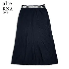 RNA アールエヌエー 秋冬★ ロング リブ ライン フレア ニット スカート Sz.M レディース 黒のサムネイル
