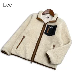 Lee リー 秋冬★ 【LK0536】 フリース ボア ロゴ刺繍 切替 ジャケット ブルゾン Sz.140 キッズのサムネイル