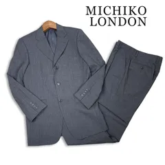 MICHIKO LONDON ミチコロンドン 春夏★ 背抜き ストライプ ビジネス セットアップ スーツ Sz.94Y6 メンズ 灰のサムネイル