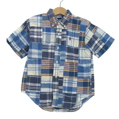 ラルフローレン 半袖シャツ トップス チェック柄 パッチワーク キッズ 男の子用 110サイズ ブルー RALPH LAUREN 【中古】のサムネイル