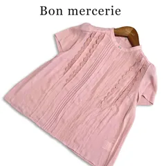 Bon mercerie ボンメルスリー 春夏★ 半袖 ピンタック レース シフォン フリル ブラウス Sz.38 レディースのサムネイル