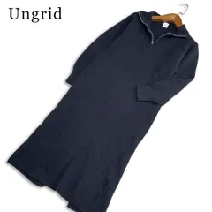 Ungrid アングリッド 秋冬★ ハイネック ジップ ニット ワンピース リブ ロング Sz.F レディース 黒のサムネイル