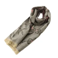 トッカ TOCCA 25AW シェイクリボンジャカードストール SHAKE RIBBON JAQUARD STOLE マフラー フリンジ リボン柄 グレー ピンク AATZGW0302 /YTのサムネイル