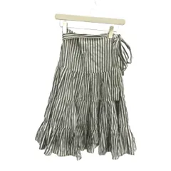 ノーマカマリ NORMAKAMALI スカート 白 ホワイト 黒 ブラック ストライプ柄 ティアードスカート ラップスカート 膝下丈 /MD ■GY75のサムネイル