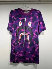 激レアA BATHING APE シャーク Tシャツ パープルカモ L値下げ