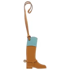 HERMES (エルメス) パドック ボット ヴォーバトラー ヴォースイフト ブーツモチーフ バッグチャーム ナチュラルサブレ/ブルーのサムネイル
