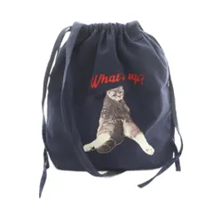 ベー・セーストック B.C STOCK CAT charge tote BAG 巾着バッグ ショルダーバッグ 猫プリント 紺 /MI ■OS ■SHのサムネイル