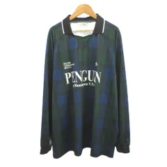 マンシングウェア MUNSINGWEAR Tシャツ XL 紺 ネイビー 緑 グリーン チェック柄 長袖 レギュラーカラー /NP ■GY70のサムネイル