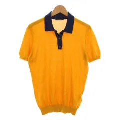ロベルトコリーナ ROBERTO COLLINA ポロシャツ ニット 半袖 48 黄色 イエロー 紺 /YMのサムネイル