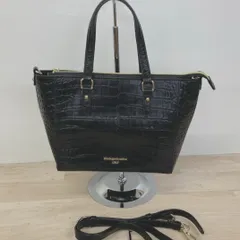 美品 Modaprincipe/モーダプリンチペ クロコ型押し 2WAY ハンドバッグ/ショルダーバッグ ブラック 黒 ショルダーストラップ付[OR03021]のサムネイル