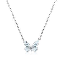 [FANCIME] Women's Necklace "Moonlight Butterfly" Enamel Luminous Jewelry Set Silver Popular Women's Gift for Anniversaries, Birthdays, White Day, Christmas, etc. Gift Wrapping Bag and Box Included