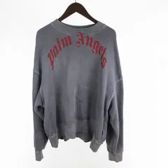 パームエンジェルス PALM ANGELS Ｍ スウェット トレーナー PMBA026R21FLE006 GD Curved Logo Crew ロゴ プリント インディゴ ブルー イーストランドのサムネイル