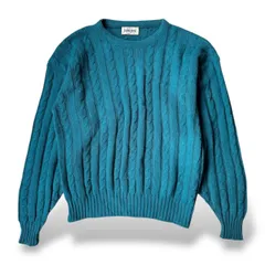 1980's VINTAGE TEAL COLOR KNIT SWEATER / MADE IN USA / 80年代 ヴィンテージ カラー ニット セーター アメリカ製のサムネイル