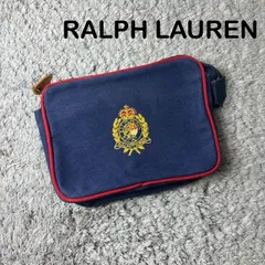 RALPH LAUREN ラルフローレン ポーチ コスメポーチ キャンバス エンブレム ネイビーのサムネイル