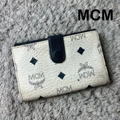 MCM エムシーエム 二つ折り財布 がま口 ヴィセトス 柄 ホワイト ネイビーのサムネイル