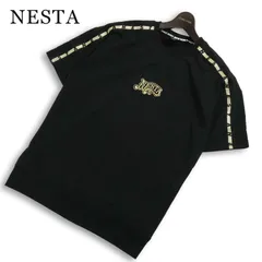 NESTA ネスタ 春夏★ 半袖 サイドライン ロゴ刺繍 スウェット Tシャツ Sz.L メンズ 黒 レゲェのサムネイル