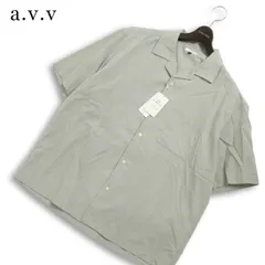 【新品 未使用】 a.v.v アーヴェヴェ 春夏★ 半袖 麻 リネン混 オープンカラー シャツ 大きいサイズ Sz.XL メンズのサムネイル