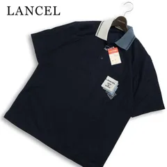 【新品 未使用】 LANCEL ランセル 春夏★ 半袖 鹿の子 ロゴ刺繍 ポロシャツ 日本製 大きいサイズ Sz.LB メンズ 紺 ネイビーのサムネイル