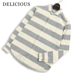 DELICIOUS デリシャス 通年 プジョル★ 長袖 オックスフォード ボーダー ボタンダウン シャツ 日本製 Sz.2 メンズのサムネイル