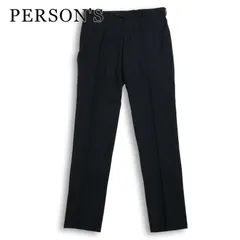 【新品 未使用】 PERSON'S パーソンズ 通年 ストライプ テーパード スラックス パンツ 大きいサイズ Sz.BE7 メンズ ネイビーのサムネイル