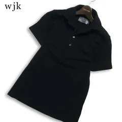 wjk ダブルジェイケイ 春夏★ 半袖 鹿の子 スリム ポロシャツ Sz.M メンズ 黒のサムネイル