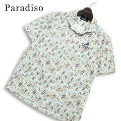 Paradiso パラディーゾ ゴルフ 春夏★ 半袖 ロゴ刺繍 総柄  ポロシャツ Sz.L メンズのサムネイル