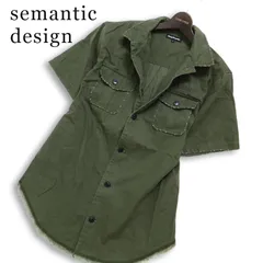 semantic design セマンティック デザイン U.S.ARMY★ 刺繍 半袖 ダメージ加工 ワーク シャツ Sz.L メンズのサムネイル