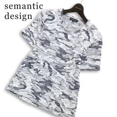 semantic design セマンティック デザイン 春夏★ 半袖 カモフラ 迷彩 総柄 スリム Vネック カットソー Tシャツ Sz.L メンズのサムネイル