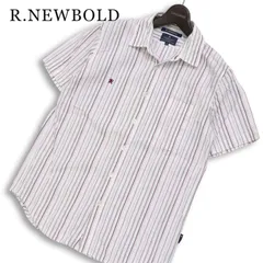 R.NEWBOLD ポールスミス 春夏★ 半袖 ストライプ ロゴ刺繍 シャツ Sz.M メンズ 白のサムネイル